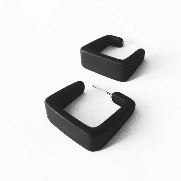 Frosted Vintage Lucite Square Hoop Earrings - Picture 1 of 5